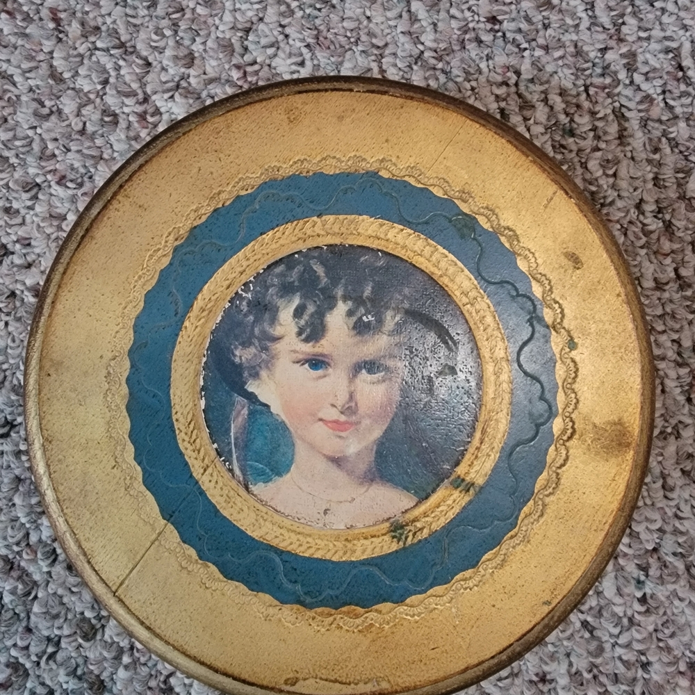 Vintage Decorative Tin with Portrait